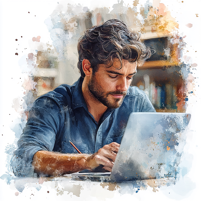 A man working on a laptop
